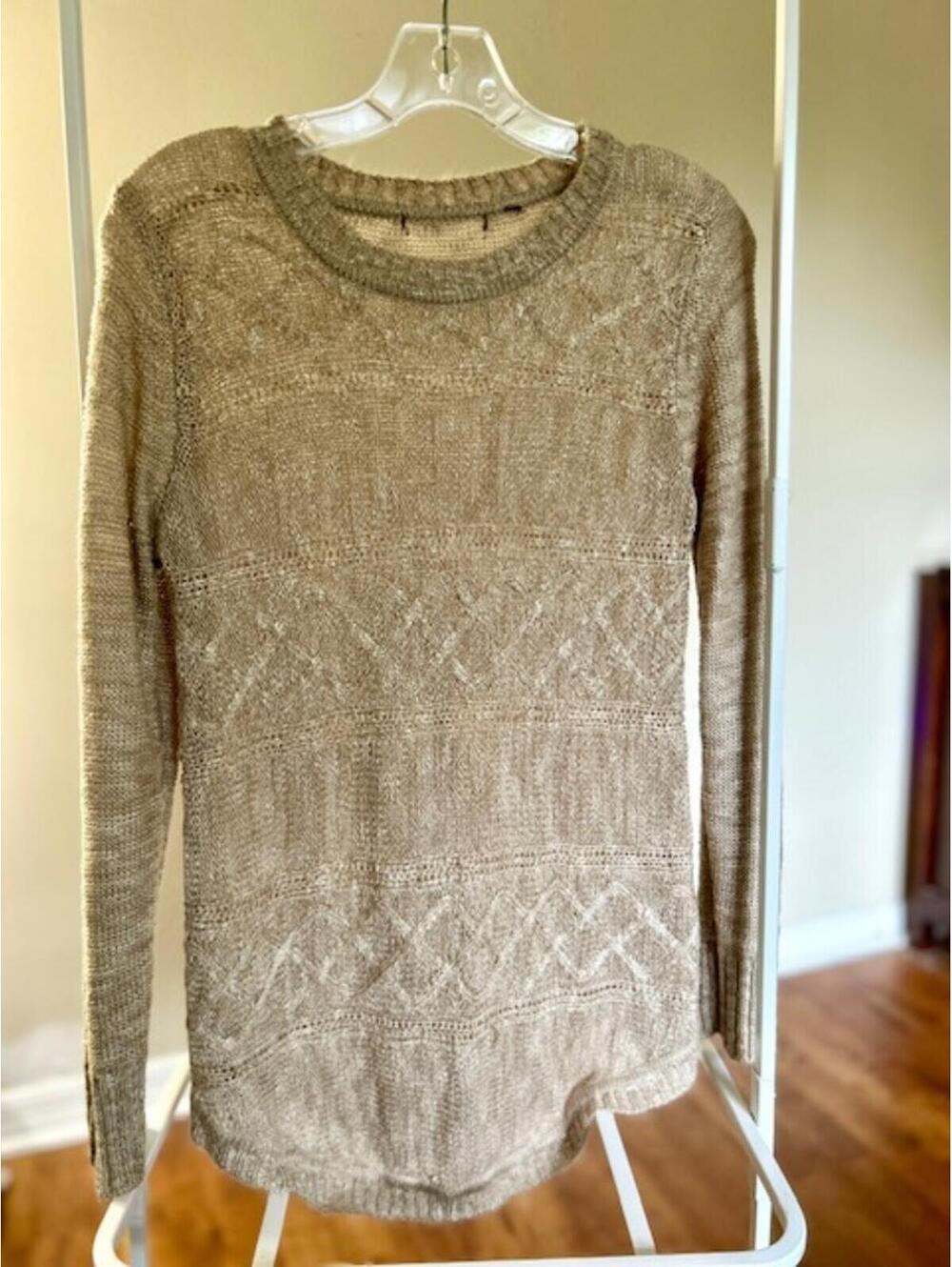 Beige Long Sleeve Knit Sweater